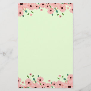 Lilla rosa sommarblommagränser brevpapper