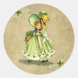 Lilla Sankt Pattys dagflicka - Sticker Runt Klistermärke