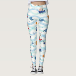 Lilla segelbåtar Fiskankor Starfish Camo Leggings