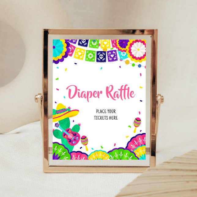 Lilla Senorita Baby Shower Raffle Poster (Mexican Baby Shower Diaper Raffle Sign)