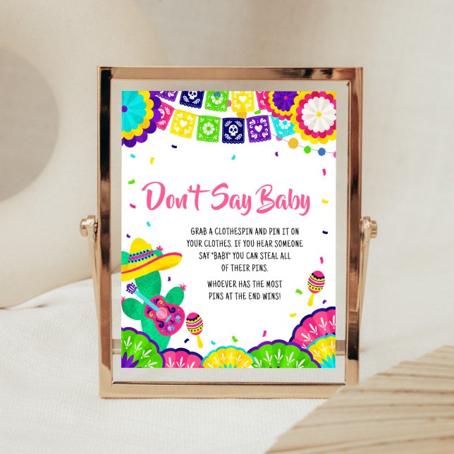 Lilla Senorita Fiesta Baby Shower Säg inte Baby Poster (Mexican Baby Shower Don't Say Baby Sign)