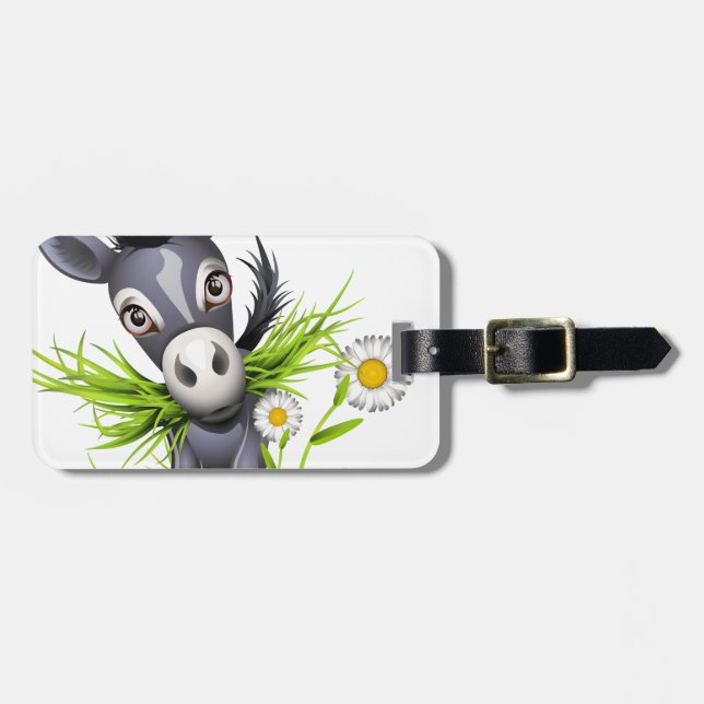 Lilla shaggy grått donkey bagagebricka (Horisontell Framsida)