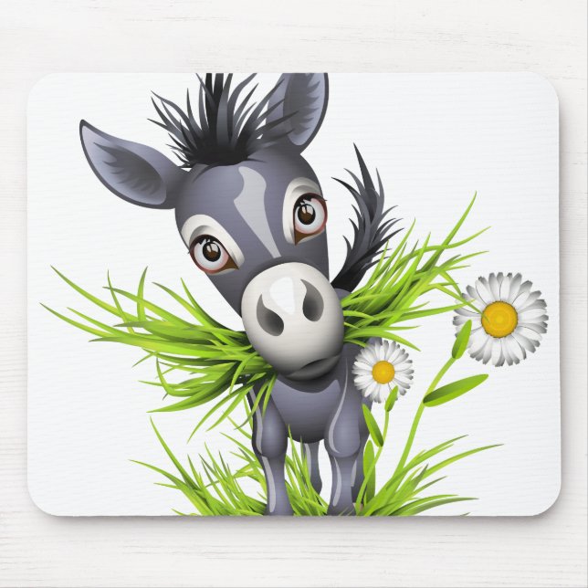 Lilla shaggy grått donkey musmatta (Framsidan)