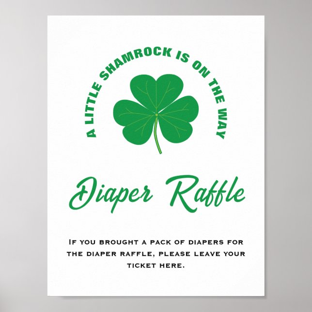 Lilla Shamrock Baby Shower Roligt Diaper Raffle Si Poster (Framsidan)
