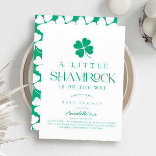Lilla Shamrock Modern Bebis-babyshower Inbjudningar