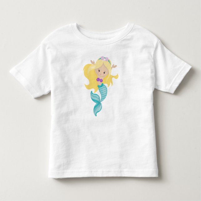 Lilla Sjöjungfru, Cute Sjöjungfru, Blonde Hair, Sn T Shirt (Framsida)