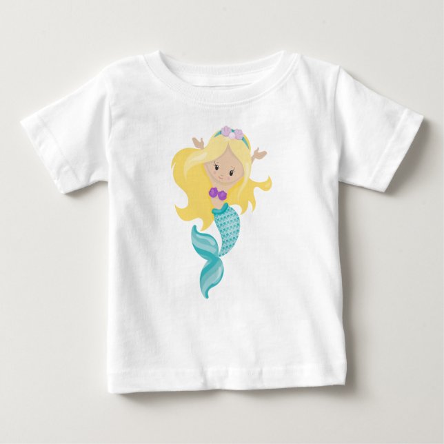 Lilla Sjöjungfru, Cute Sjöjungfru, Blonde Hair, Sn T Shirt (Framsida)
