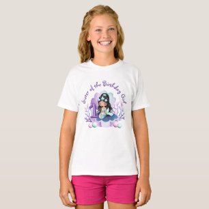 Lilla sjöjungfru Första födelsedagen flicka Teal L T Shirt
