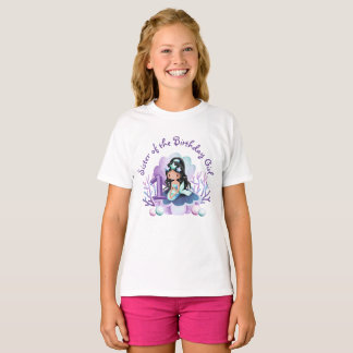 Lilla sjöjungfru Första födelsedagen flicka Teal L T Shirt