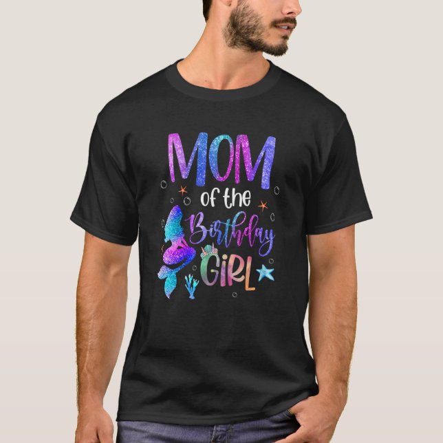 Lilla Sjöjungfru Mamma i Birthday Girl Mamma T Shirt (Framsida)