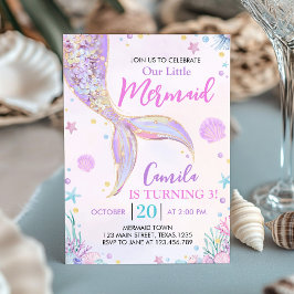 Lilla Sjöjungfru Ocean ThMeed Birthday Inbjudningar