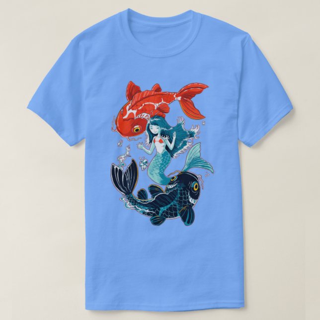 Lilla Sjöjungfru och Koi Fish T Shirt (Design framsida)