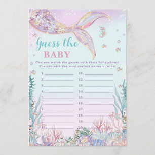 Lilla sjöjungfru tjej baby shower Gissa bebisen sp Anteckningskort