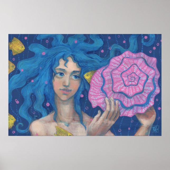 Lilla Sjöjungfru, undervattensbild, Rosa Blue Poster (Framsidan)