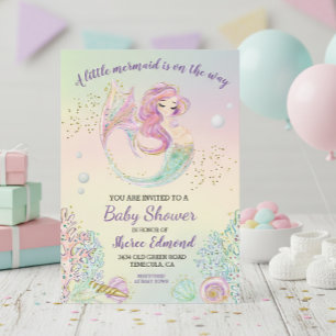 Lilla Sjöjungfrun - Babyfirande Inbjudningar