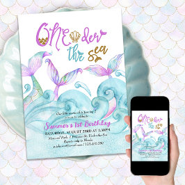 Lilla Sjöjungfrun Grävd 1:a födelsedagen Inbjudningar