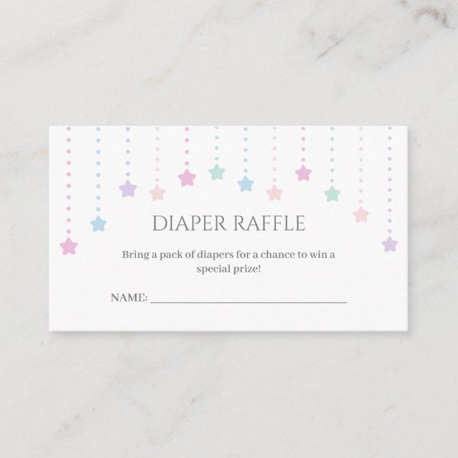 Lilla skålade små stjärnor Babyskor Diaper Raffle Tilläggskort (Framsida)