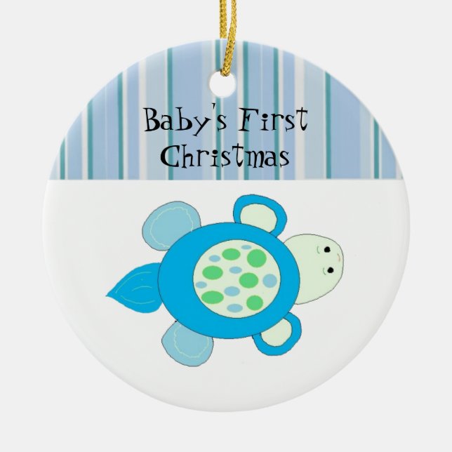 Lilla Sköldpadda Babys Första Jul Julgransprydnad Keramik (Framsidan)