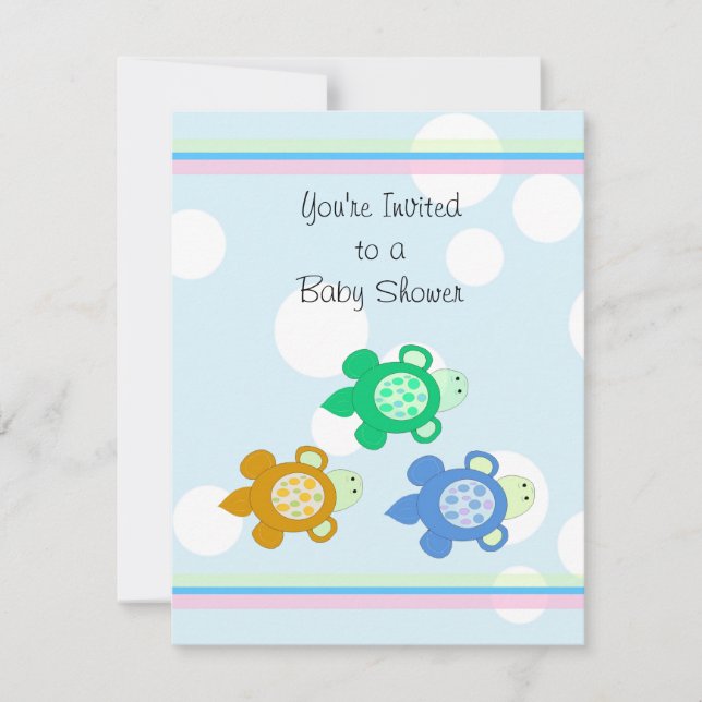 Lilla Sköldpaddors Baby Shower Inbjudningar (Framsida)