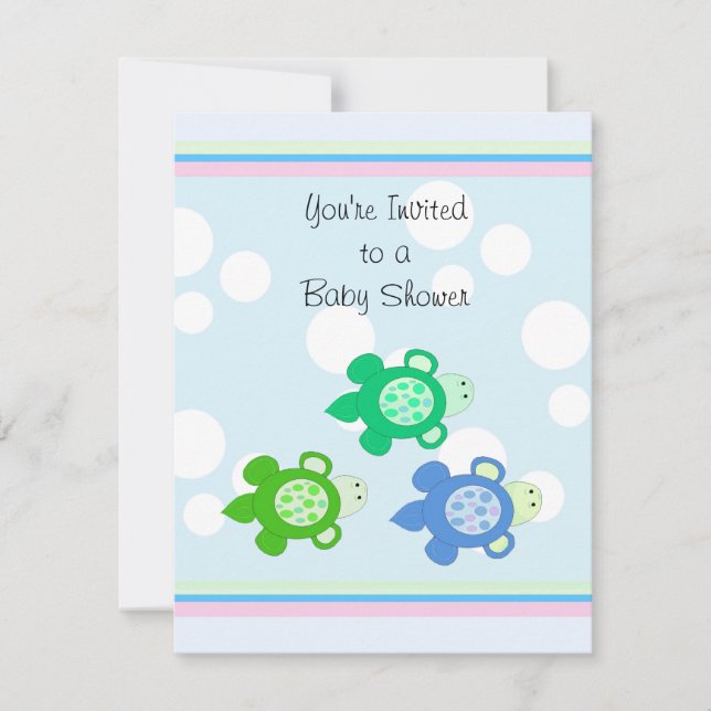 Lilla Sköldpaddors Baby Shower Inbjudningar (Framsida)