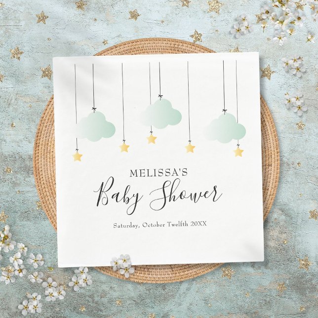 Lilla skugga med Neutralten Lilla stjärna, Twinkle Pappersservett (Twinkle Twinkle Little Star Neutral Baby Shower Napkins)
