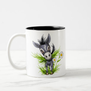 Lilla skygg grått donkey Två-Tonad mugg