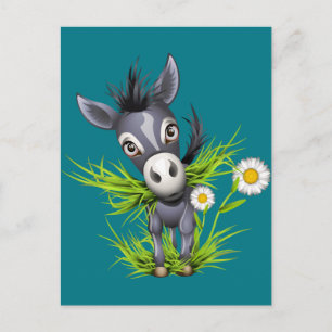 Lilla skygg grått donkey vykort