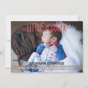 Lilla Slugger Baseball Baby-födelsemeddelande