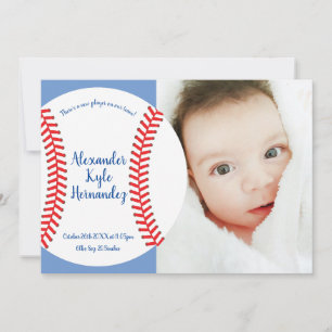 Lilla Slugger Baseball Baby-födelsemeddelande Inbjudningar