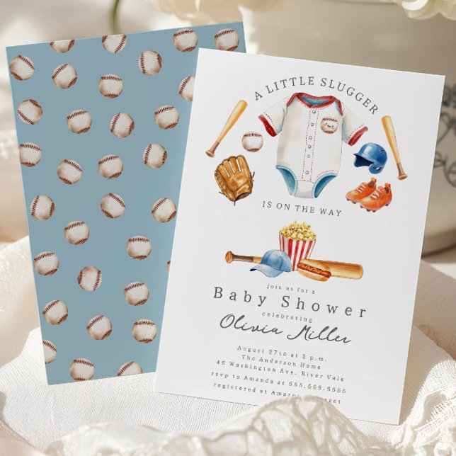Lilla Slugger Baseboll Baby Shower Inbjudan (Skapare uppladdad)