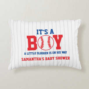 Lilla Slugger Baseboll Pojke Baby Shower Prydnadskudde