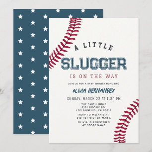 Lilla Slugger Baseboll Pojke Bebis Shower Inbjudningar