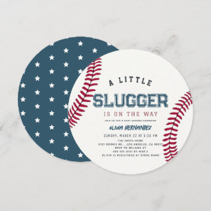 Lilla Slugger Baseboll Pojke Bebis Shower Ring Inbjudningar