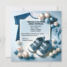 Lilla Slugger Birth-meddelande Inbjudningar