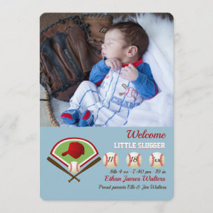Lilla Slugger Photo Birth-meddelande Meddelande
