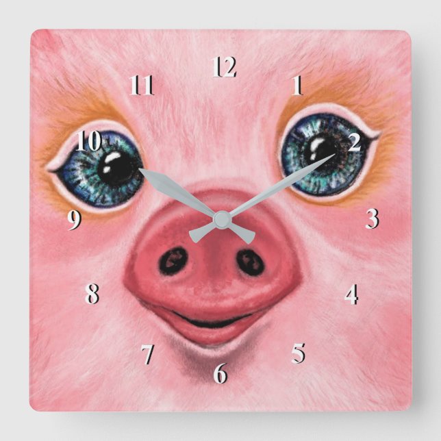 Lilla smågris - Smil Fyrkantig Klocka (Framsida)