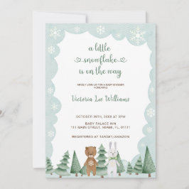 Lilla snöflummel är på väg mot Winter Baby Shower Inbjudningar