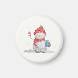 lilla snögubbe dekorativ kudde magnet