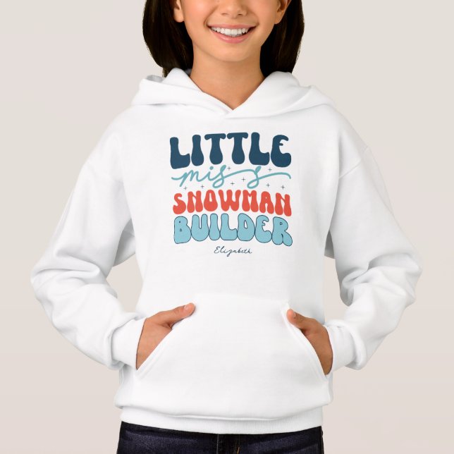 Lilla Snömannabyggare Retro Jul T Shirt (Framsida)
