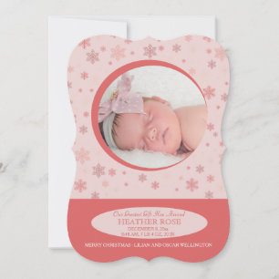Lilla Snowflake Birth Announcement Julkort