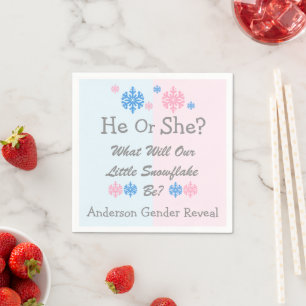 Lilla Snowflake Gender Reveal Pappersservett