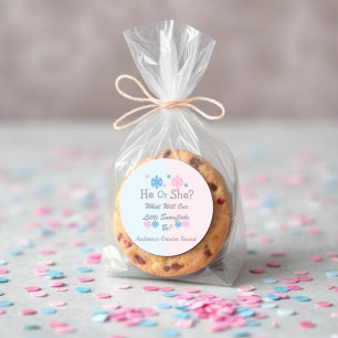 Lilla Snowflake Gender Reveal Runt Klistermärke