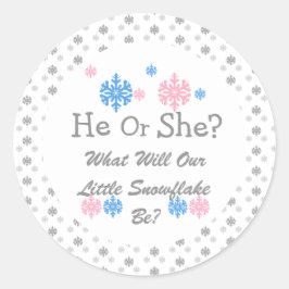 Lilla Snowflake Gender Reveal Runt Klistermärke