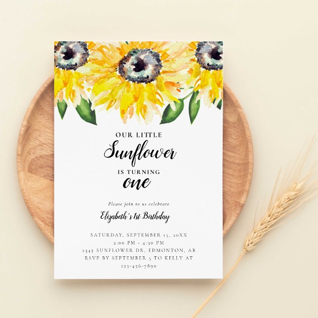Lilla solros första födelsedag En Elegant Inbjudningar (Skapare uppladdad)