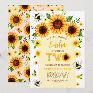 Lilla solrosflickans andra födelsedag inbjudningar