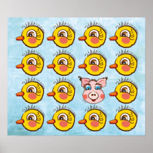 Lilla söt Chick och gris.. poster