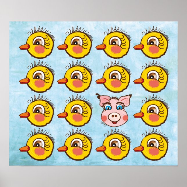 Lilla söt Chick och gris.. poster (Framsidan)