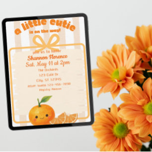 Lilla söting, apelsin, clementine baby shower inbjudningar