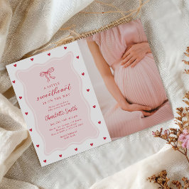 Lilla sötnos Alla hjärtans dag båge Baby Shower Fo Inbjudningar