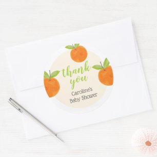 Lilla sötnos Apelsiner Baby Shower Tack Runt Klistermärke